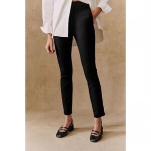 Sezane Clara Trouser FR 38 US 6 Black Flat Front Side Zip Dress Pants